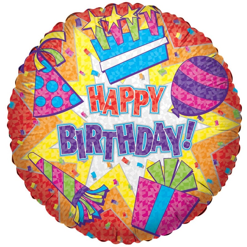 Happy Birthday Colorful Burst 9 Balloon (requires heat-sealing)
