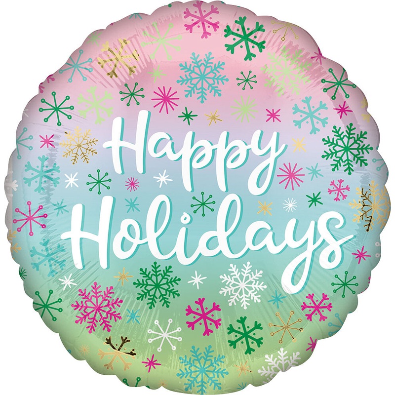 Happy Holiday Flakes 17" Balloon