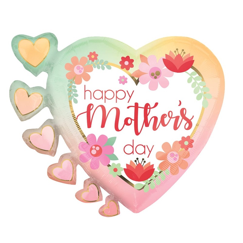 Happy Mother's Day Filtered Ombre Hearts 24 Balloon