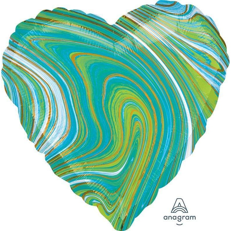Marblez Blue Green Heart 18 Balloon