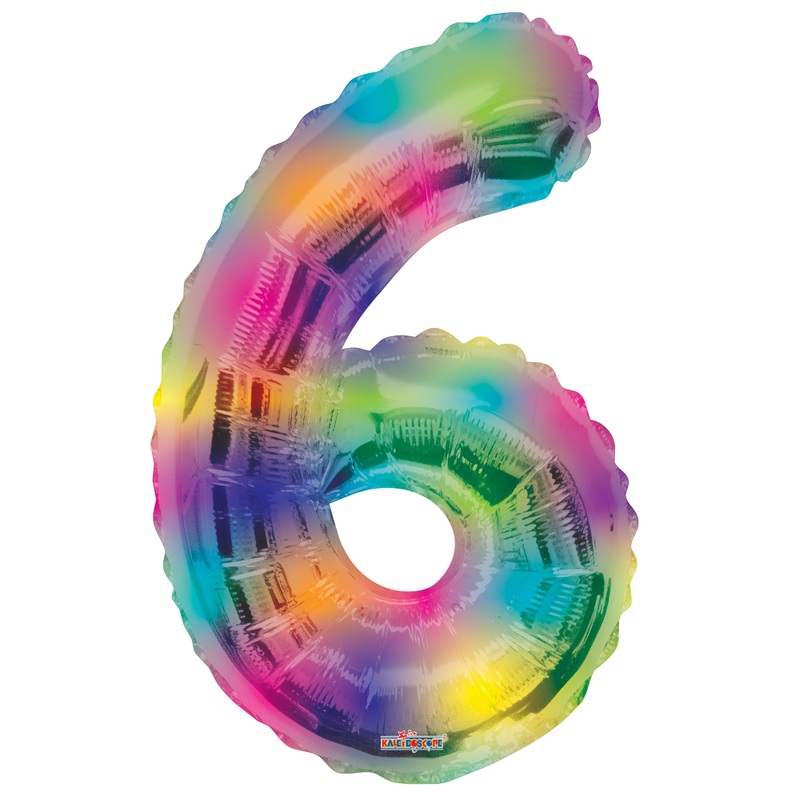 Number 6 Rainbow 34 Balloon