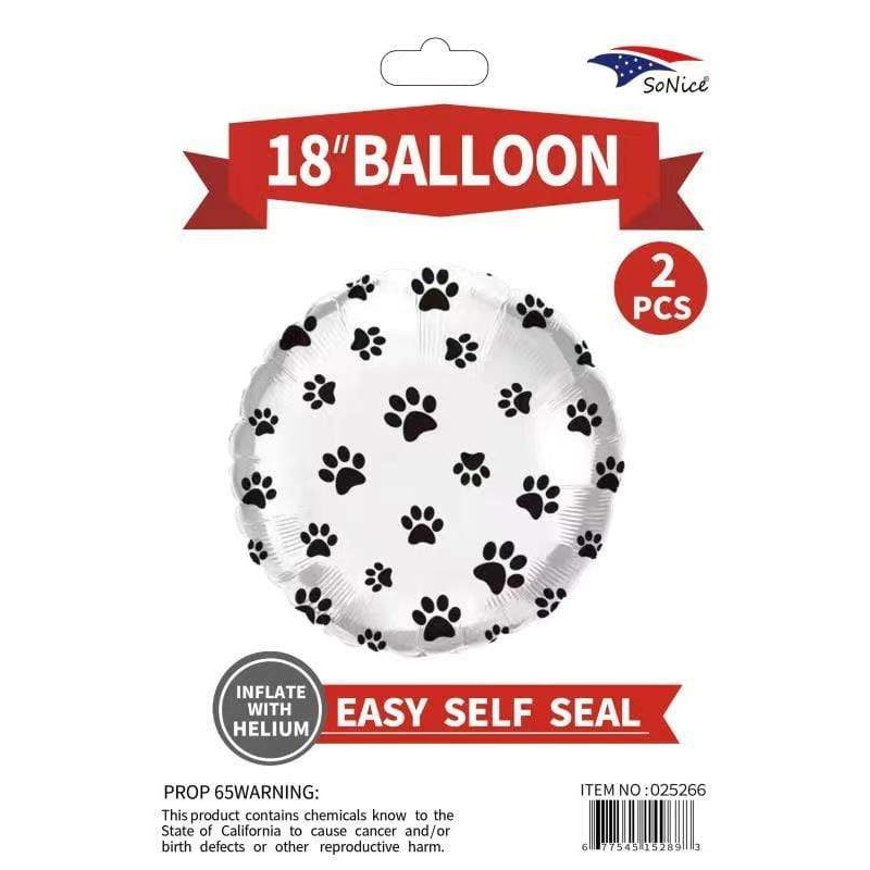 Paw Print Mylar Set 18 Balloons (2 count)