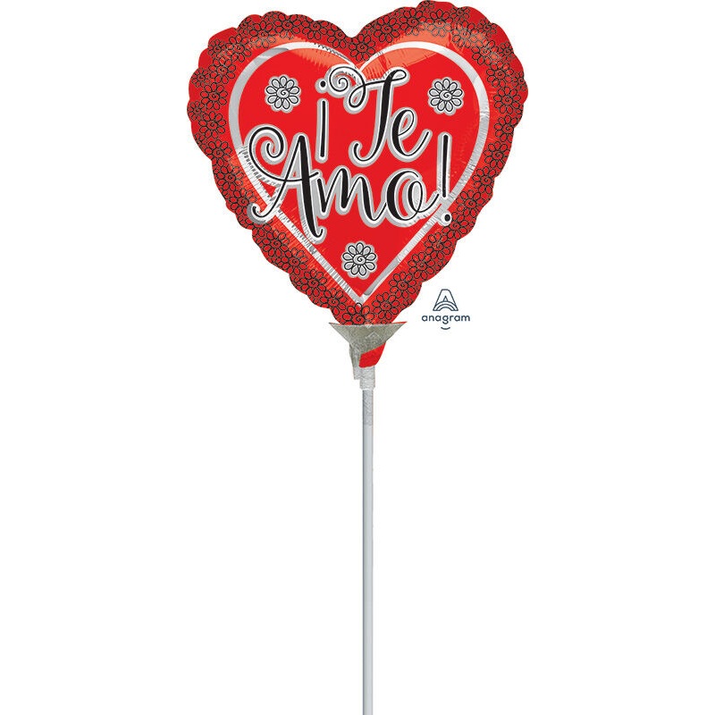 Te Amo Flower Border 4" Air-fill Balloon (requires heat sealing)