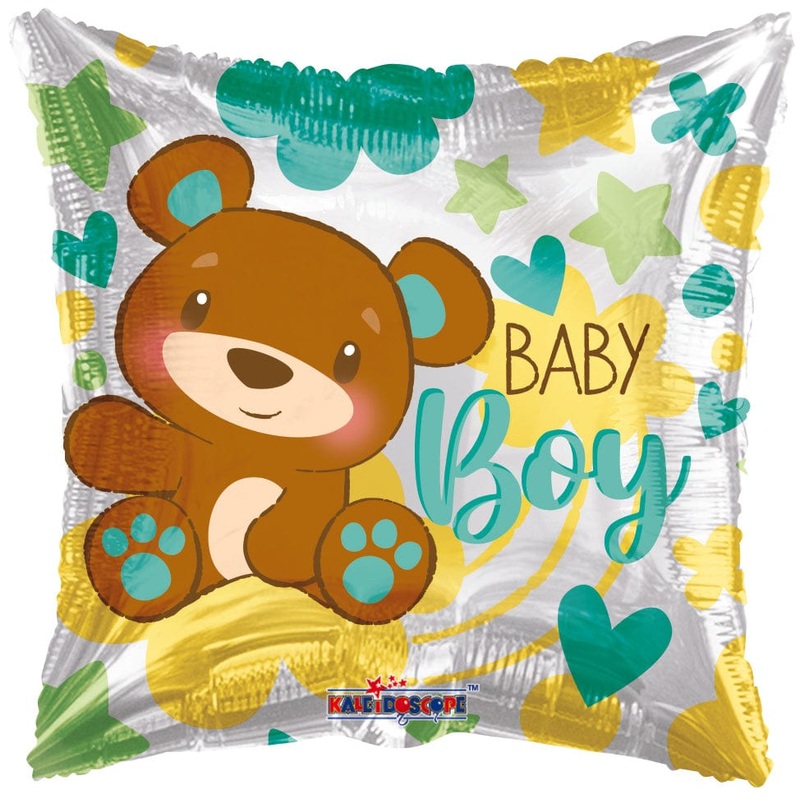 Baby Boy Bear & Hearts 18 Balloon