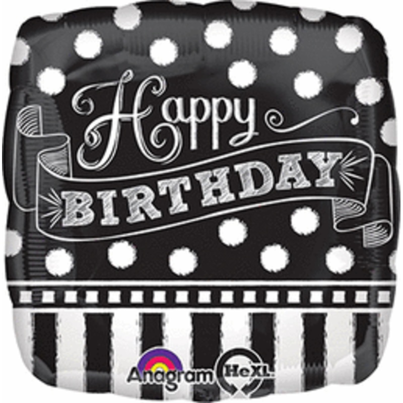 Black & White Chalkboard Happy Birthday 17" Balloon
