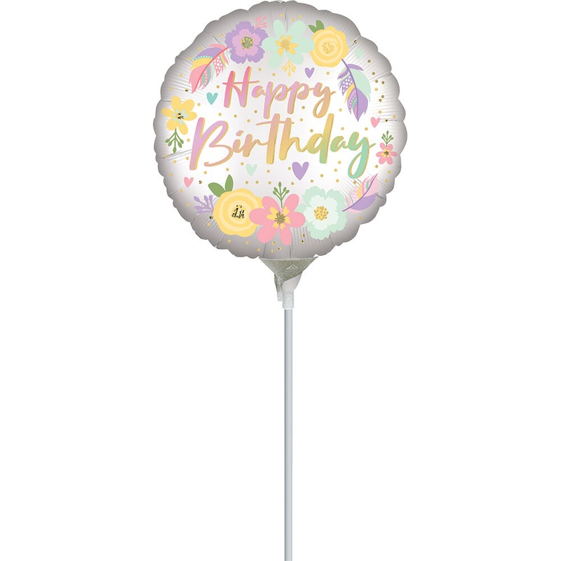 Boho Birthday Flowers 9" Air-fill Balloon (requires heat sealing)