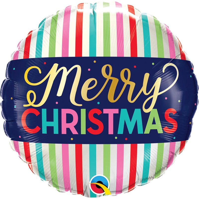 Christmas Colorful Stripes 18" Balloon