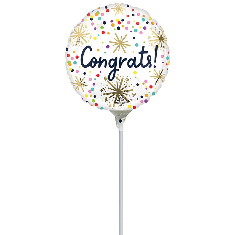 Confetti Sprinkle Congrats 4" Air-fill Balloon (requires heat sealing)