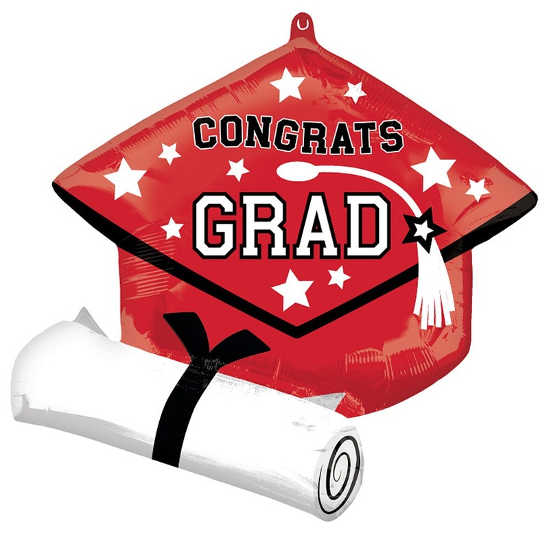 Congrats Grad School Colors Be True To Your School - Red 25 Balloon