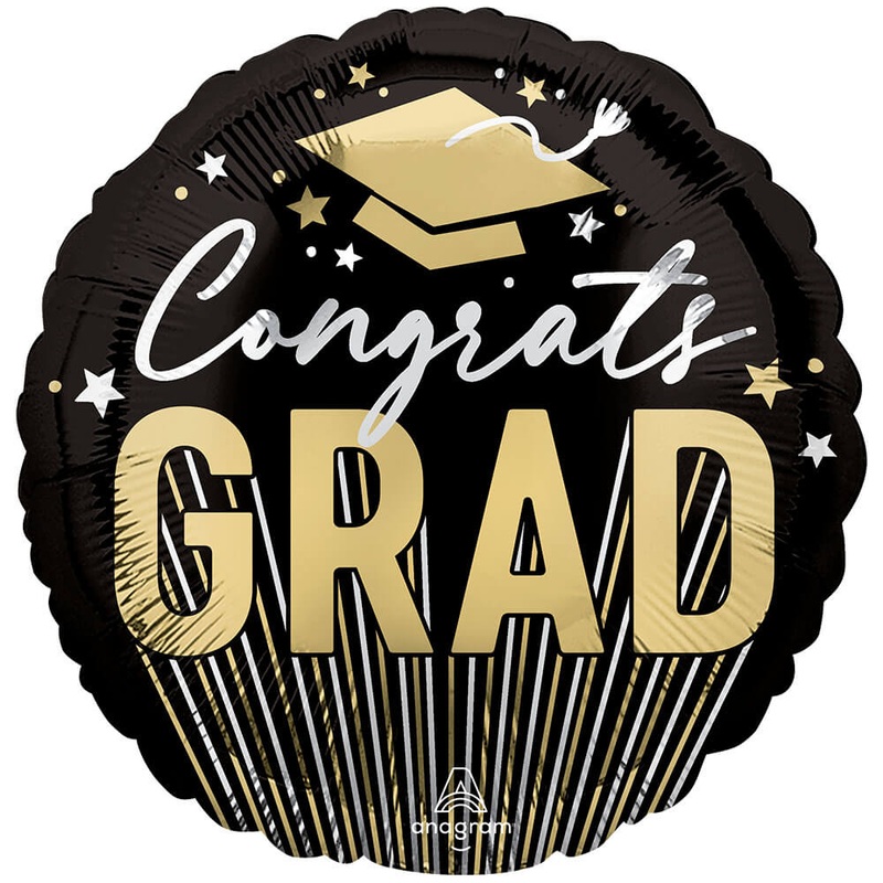 Congrats Grad Stripes & Stars 18 Balloon