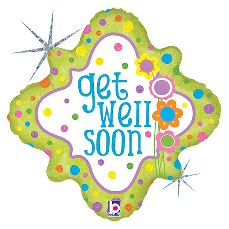 Flowers & Dots Get Well Soon 18 Balloon
