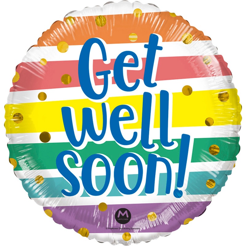 Get Well Pastel Rainbow Stripes 17" Balloon