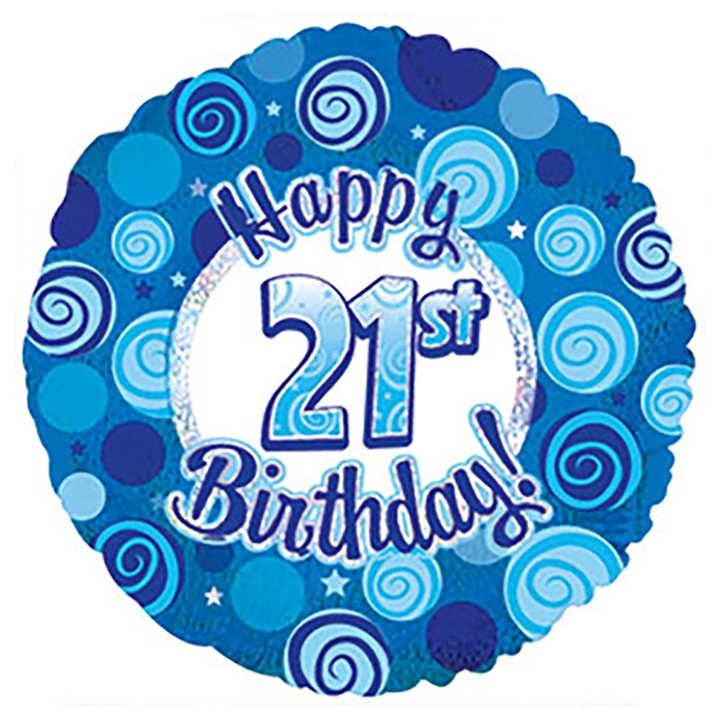 Happy 21 Birthday Blue Dazzleloon 17 Balloon