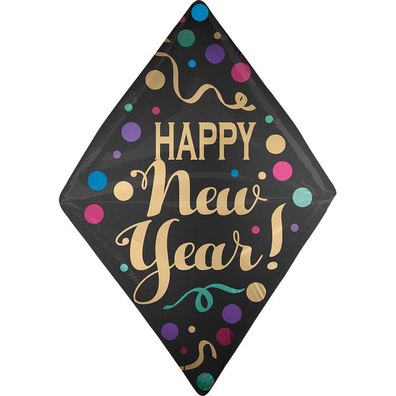 Happy New Year Satin Dots Anglez 25" Balloon