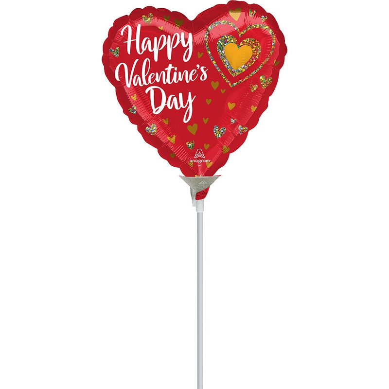 Happy Valentine's Day Glitter Hearts 9" Air-fill Balloon (requires heat sealing)