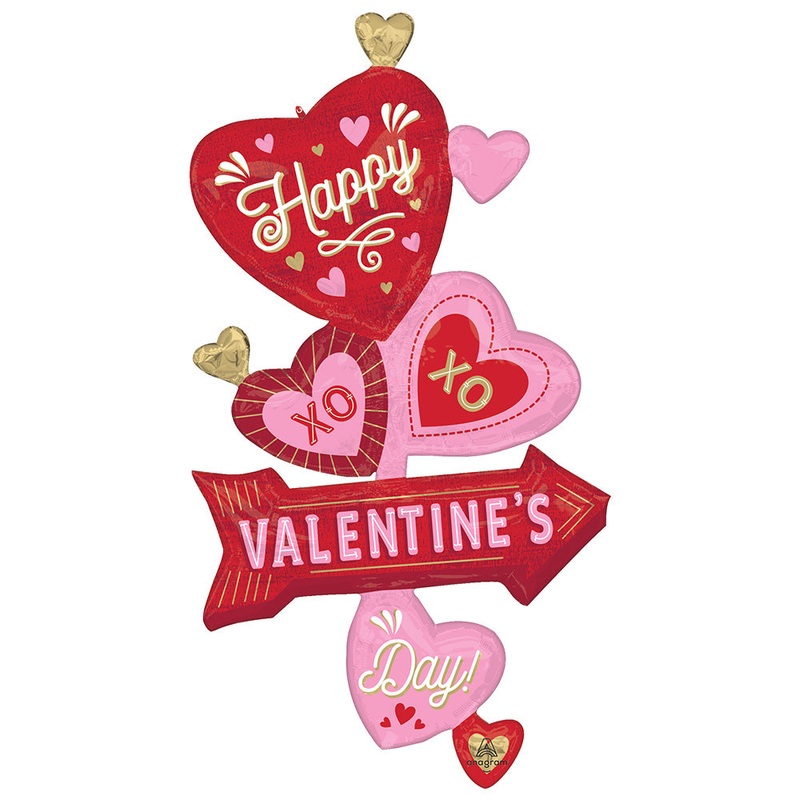 Happy Valentine's Day Retro Love Arrow 52 Balloon