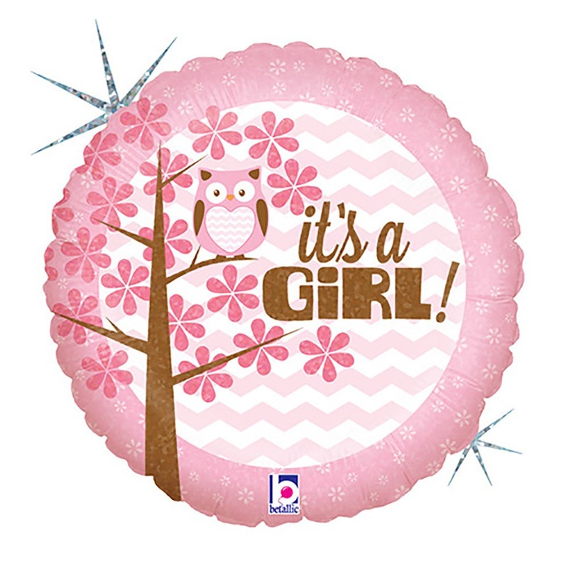 It's A Girl Baby Owl 18 Balloon