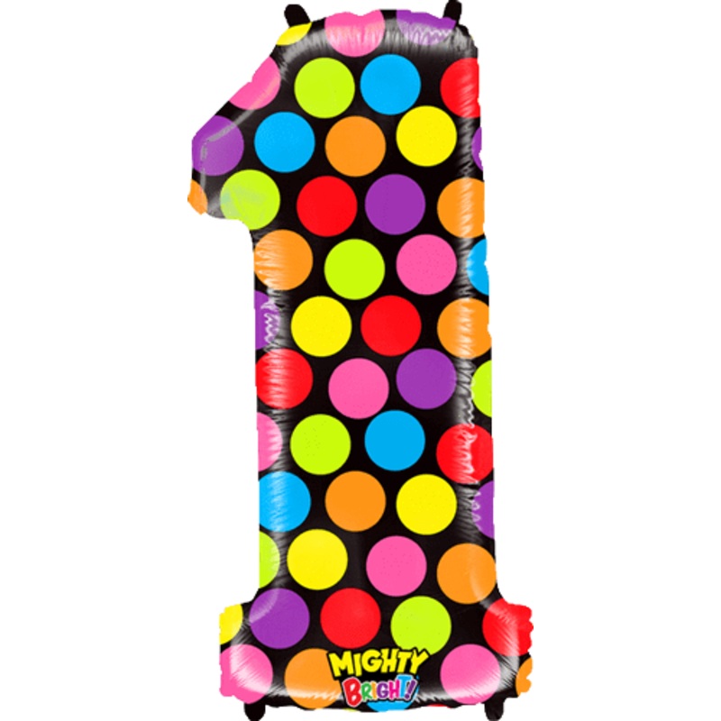 Neon dots Number 1 34" Balloon