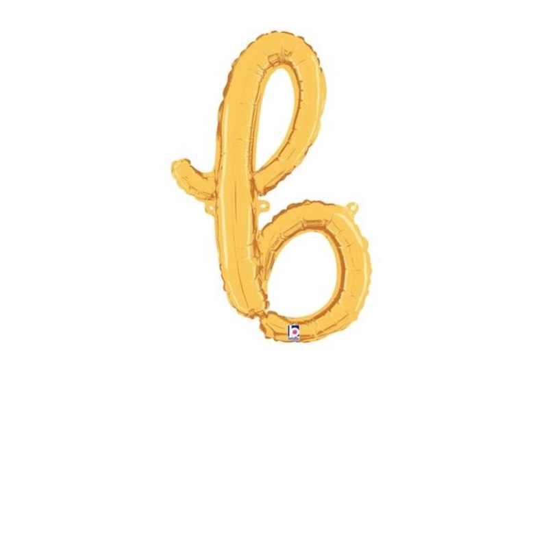 Script Cursive Balloon Letter B Gold