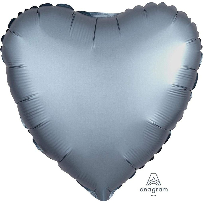 Steel Blue Satin Luxe Heart 19 Balloon