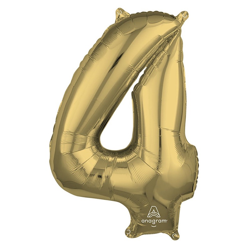 White Gold Number 4 26 Balloon