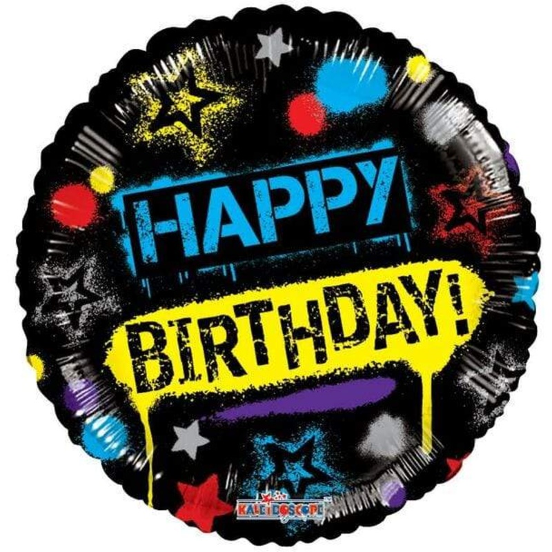 Happy Birthday Spray Graffiti 18 Balloon