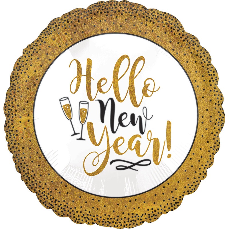 Happy New Year Gold Glitter 18" Balloon