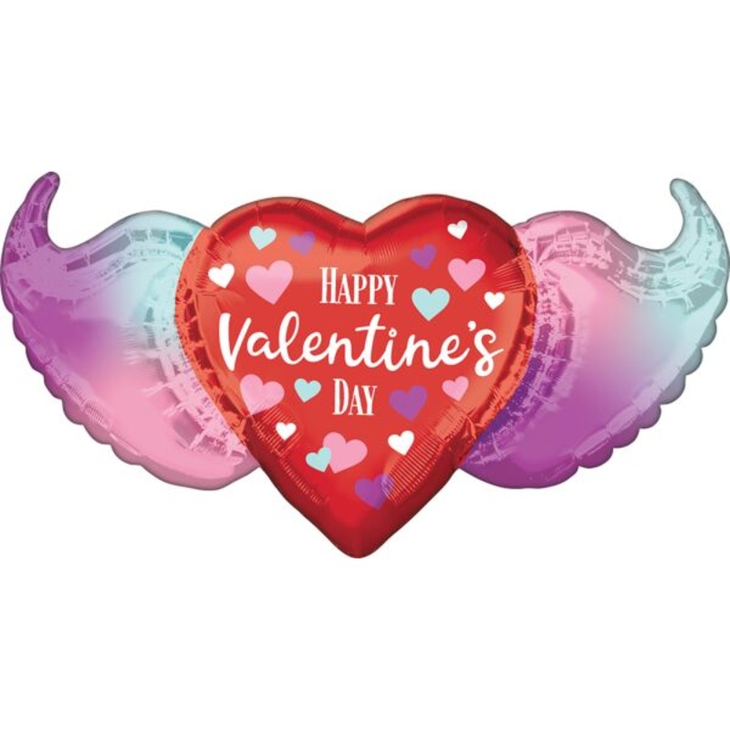 Happy Valentine's Day Winged Heart 39 Balloon