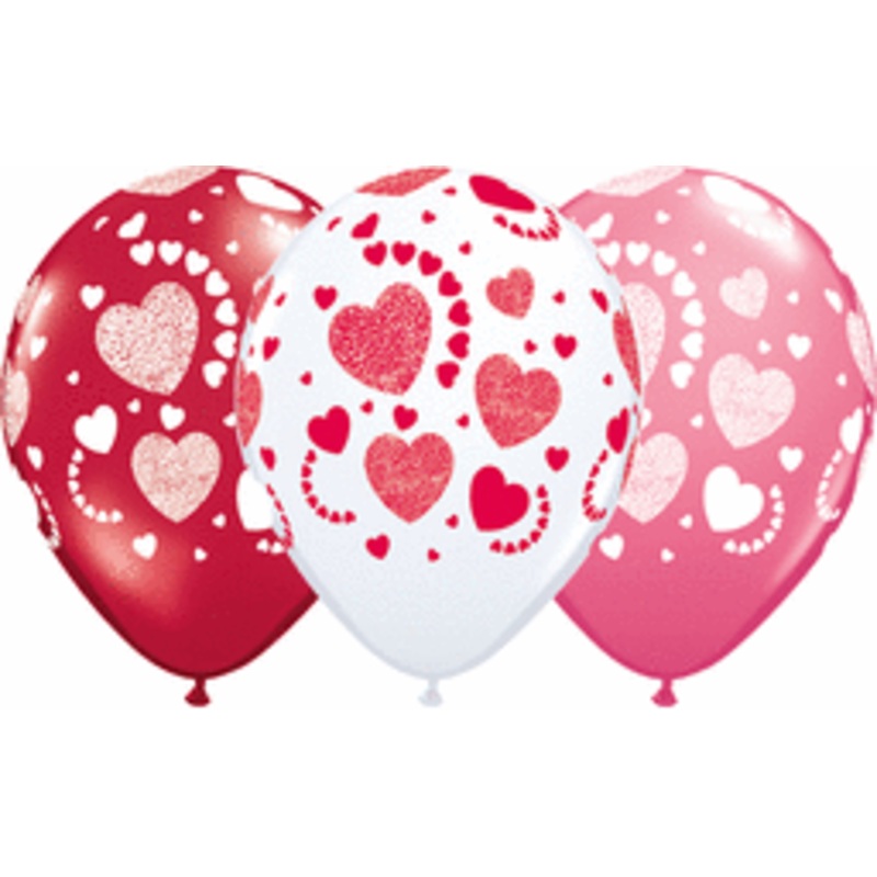 Hearts-A-Round Assorted 11 Latex Balloons (50 count)