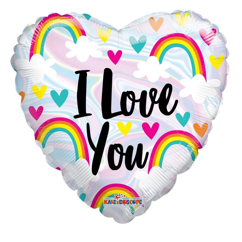 I Love You Rainbow & Hearts 18 Balloon
