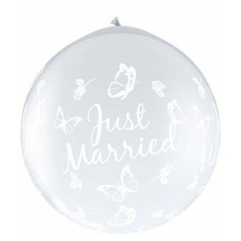 Just Married Butterflies-a-circle- Neck Up 36 Latex Balloons (2 count)