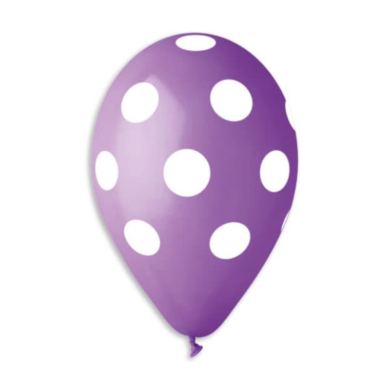 Lavender/White Polka Dot 12 Latex Balloons (50 count)