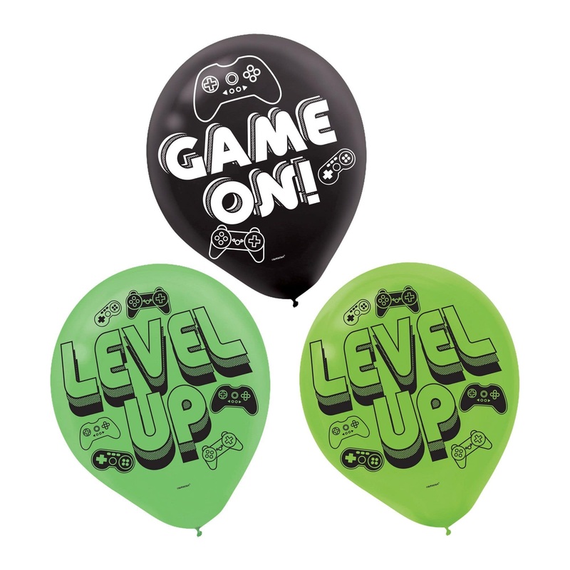 Level Up Video Game Themed 12 Latex Balloons (6 count)