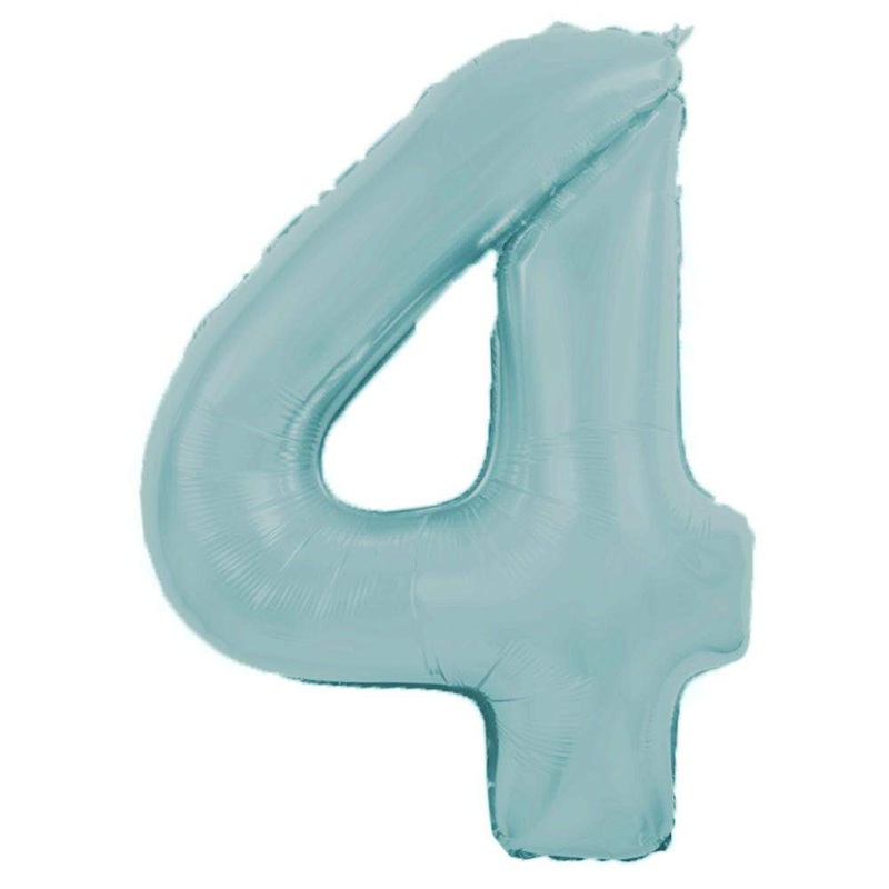 Light Blue Number 4 34 Balloon
