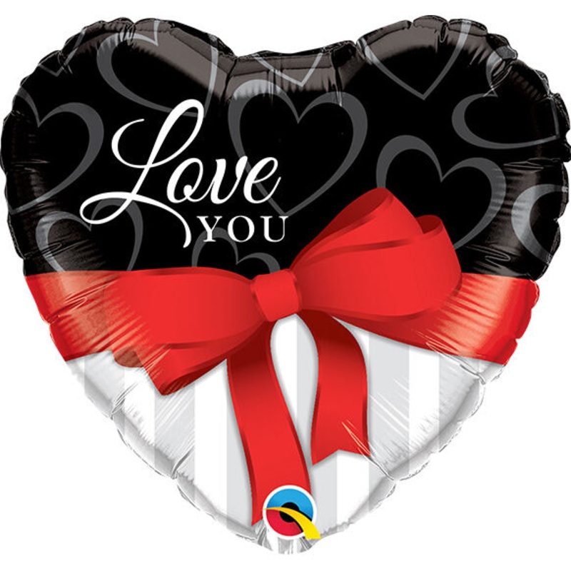 Love You Red Ribbon 9" Air-fill Balloon (requires heat sealing)