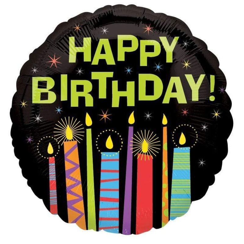 Neon Birthday Kooky Candles 18 Balloon