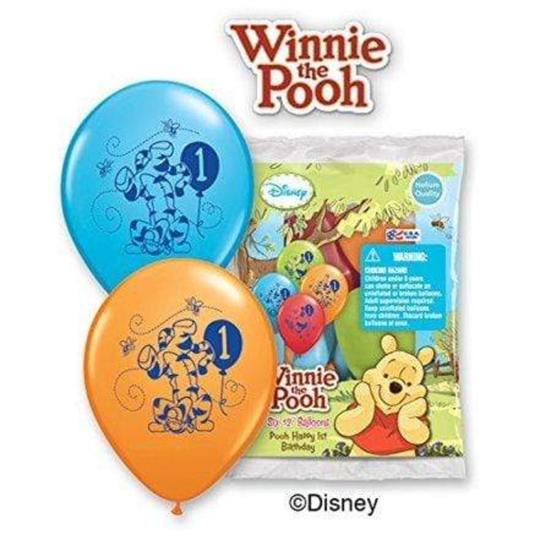 Winnie the Pooh 1st Birthday 12 Latex Balloons (6 count)