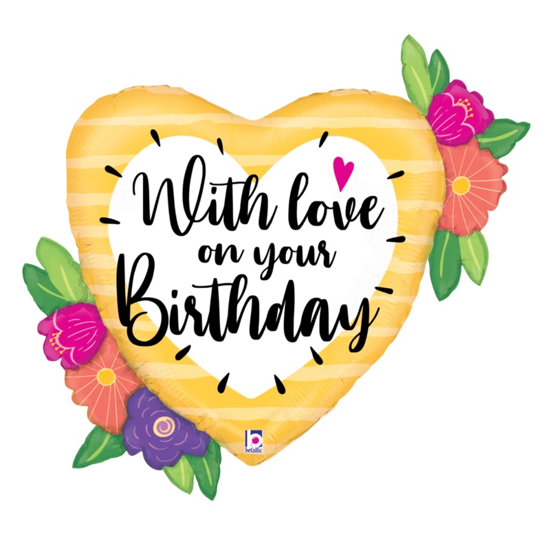 With Love on Your Birthday Heart 35 Balloon