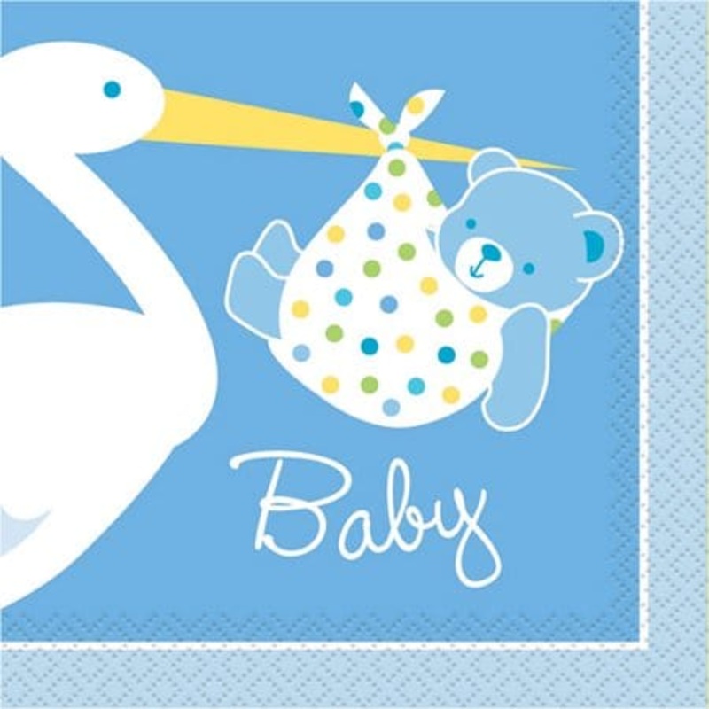 Baby Boy Stork Small Napkins (16 count)
