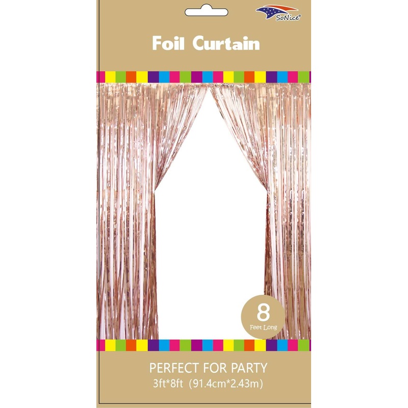 Champagne Rose Gold 3X8 Metallic Fringe Foil Curtain