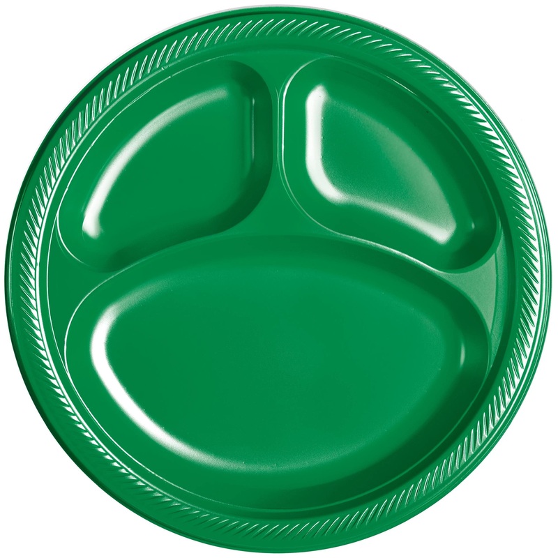 Festive Green Divided Plastic Plates 10.25 (20 count)