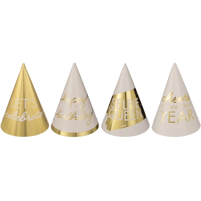 Golden Age Birthday Mini Foil Cone Hats (12 count)