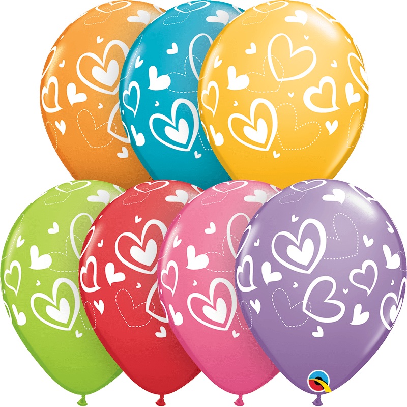 Mix & Match Hearts Festive Assortment 11 Latex Balloons (50)