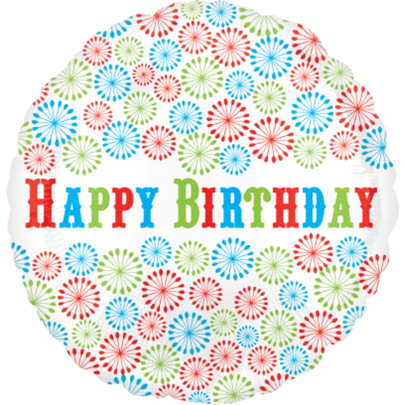 18" Flower Pattern Happy Birthday Foil Balloons