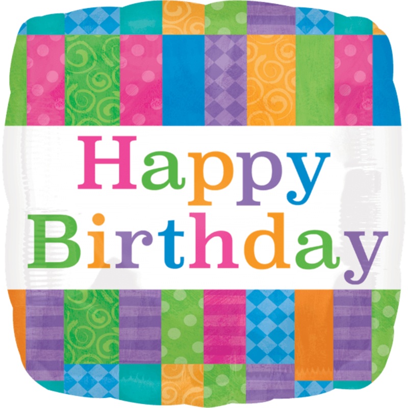 18" Pattern Happy Birthday Foil Balloons