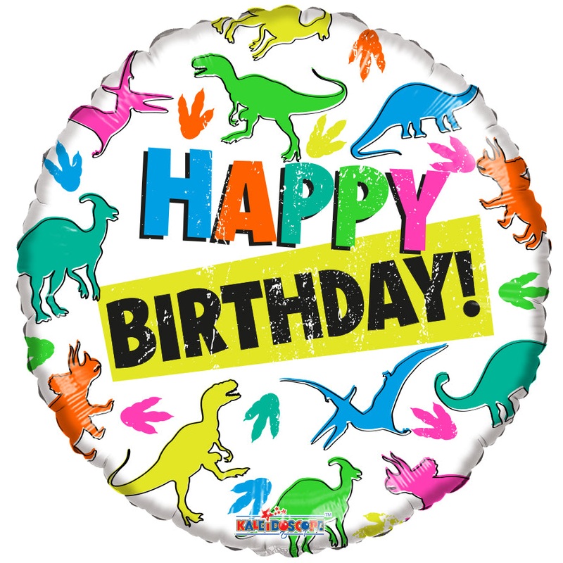 Birthday Dinosaur Silhouettes 18 Balloon