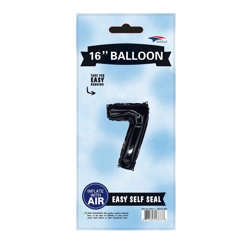 Black Number 7 16 Balloon
