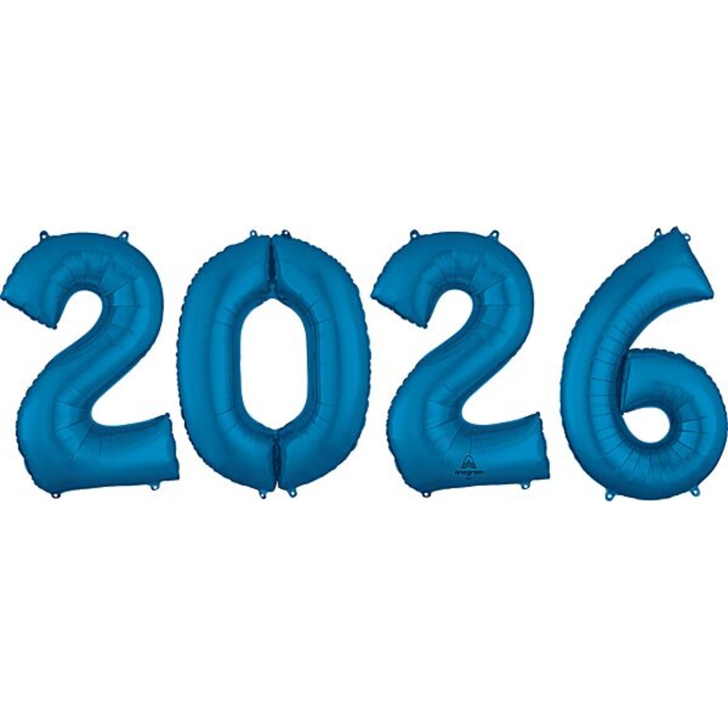 Blue 2026 Number Bunch 34 Balloon