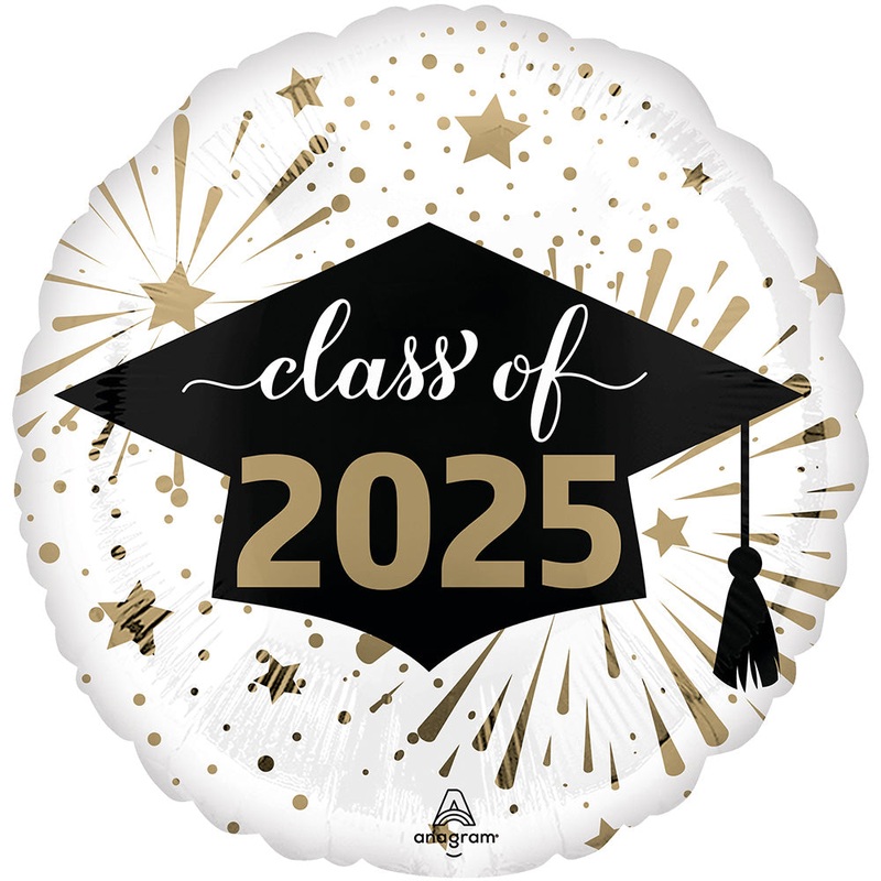 Class Of 2025 - White & Gold 18 Balloon