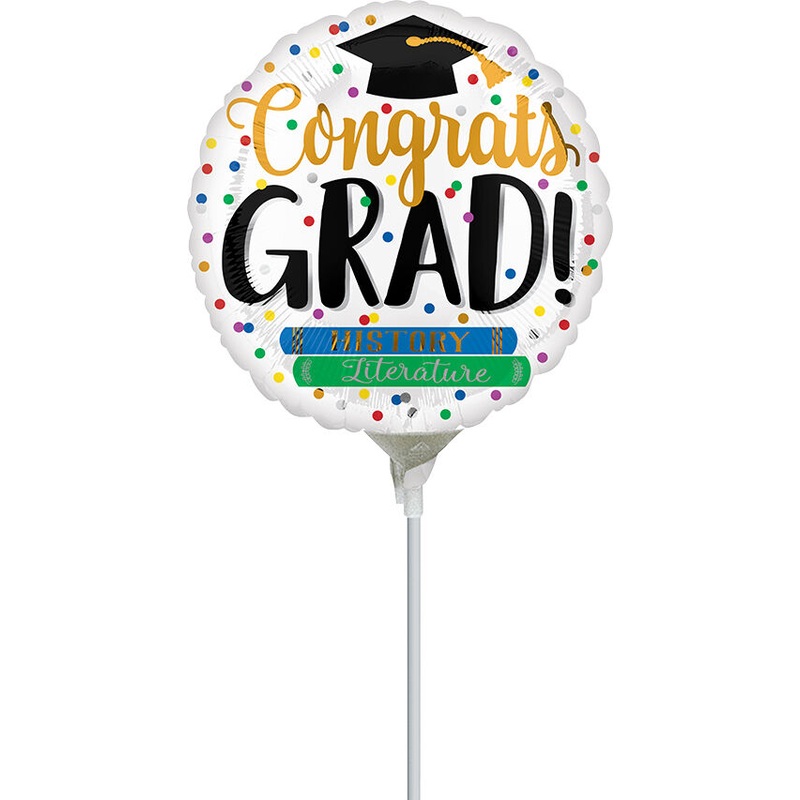 Congrats Grad Books 9" Air-fill Balloon (requires heat sealing)